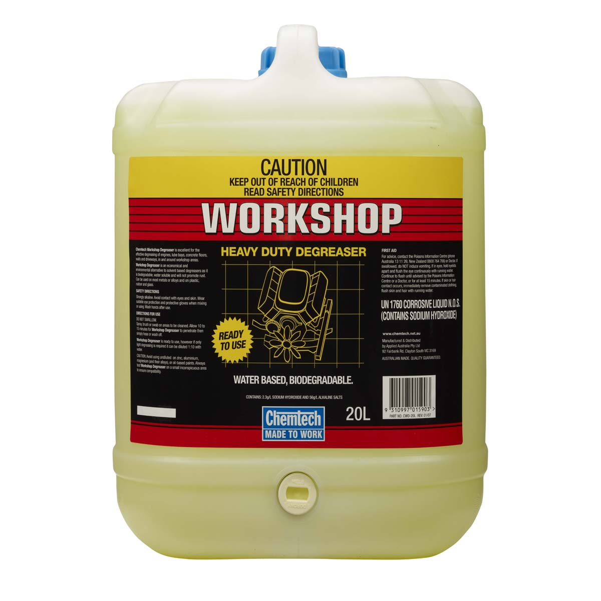 Chemtech Workshop Heavy Duty Degreaser 20L - CWD-20L (Bulky Item - Freight Charges apply)
