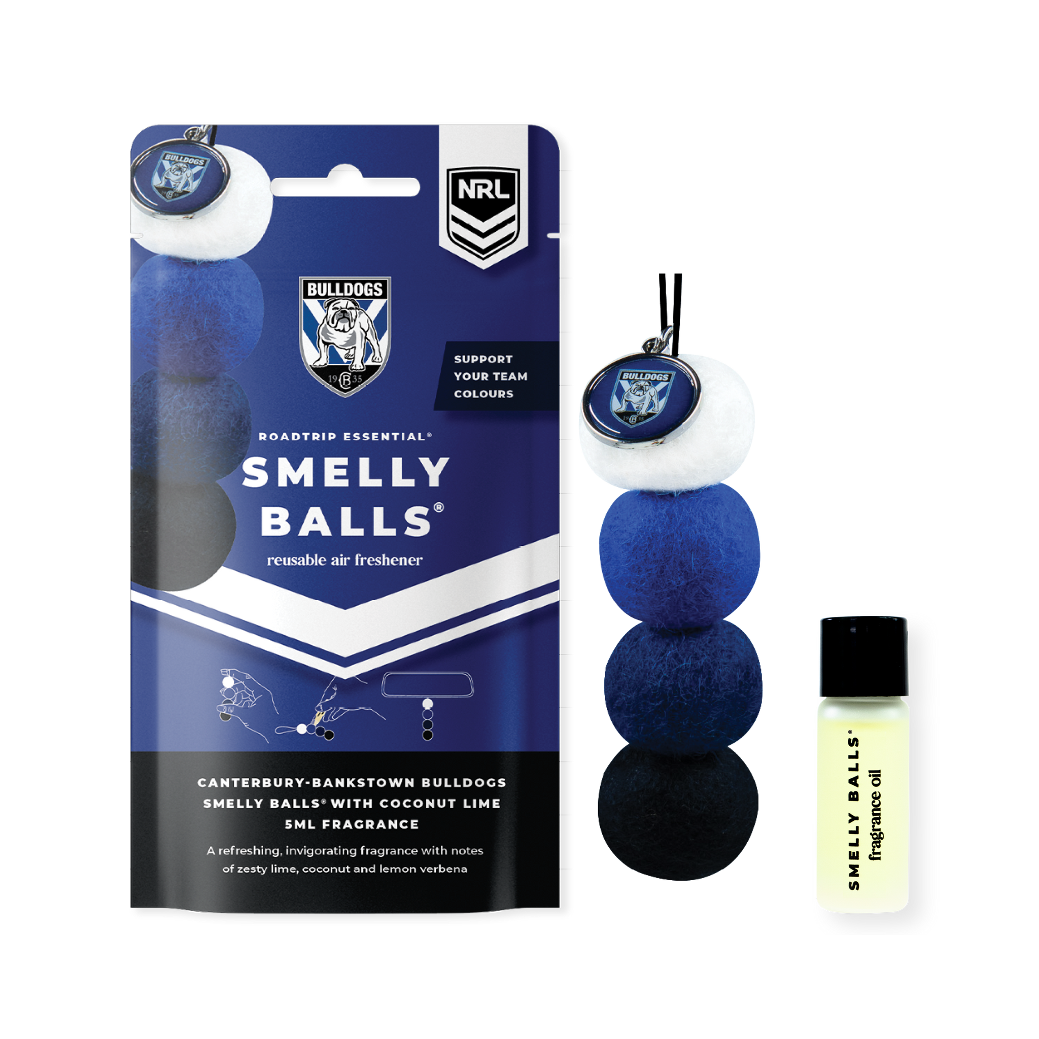 Smelly Balls Canterbury Bankstown Bulldogs Inspired Reusable Air Freshener Starter Set - NRL445AB