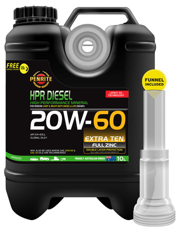 PENRITE HPR DIESEL 20W-60 PREMIUM MINERAL DIESEL ENGINE OIL, 10L - HPRD010 (Pickup Only)