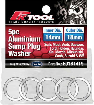 PKTool 5pc 14mm ID Alluminium Sump Washer - E01B1419 (Pickup Only)