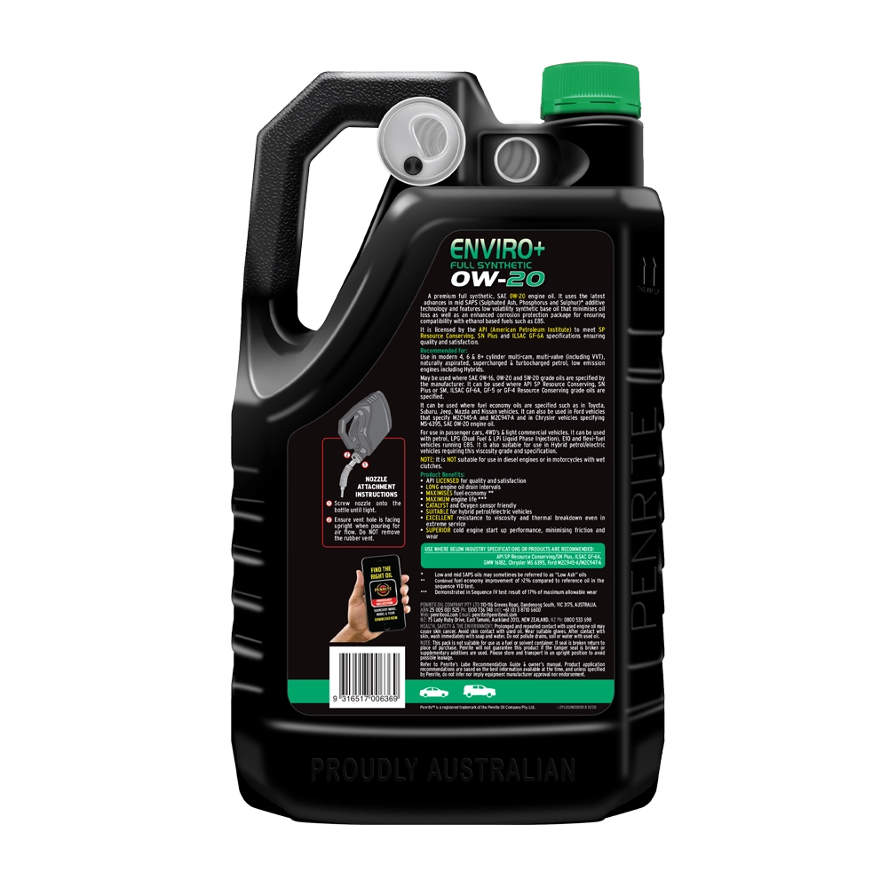 Penrite Enviro+ 0W-20 Full Synthetic 20L - EPLUS0W20020 (Pickup Only)