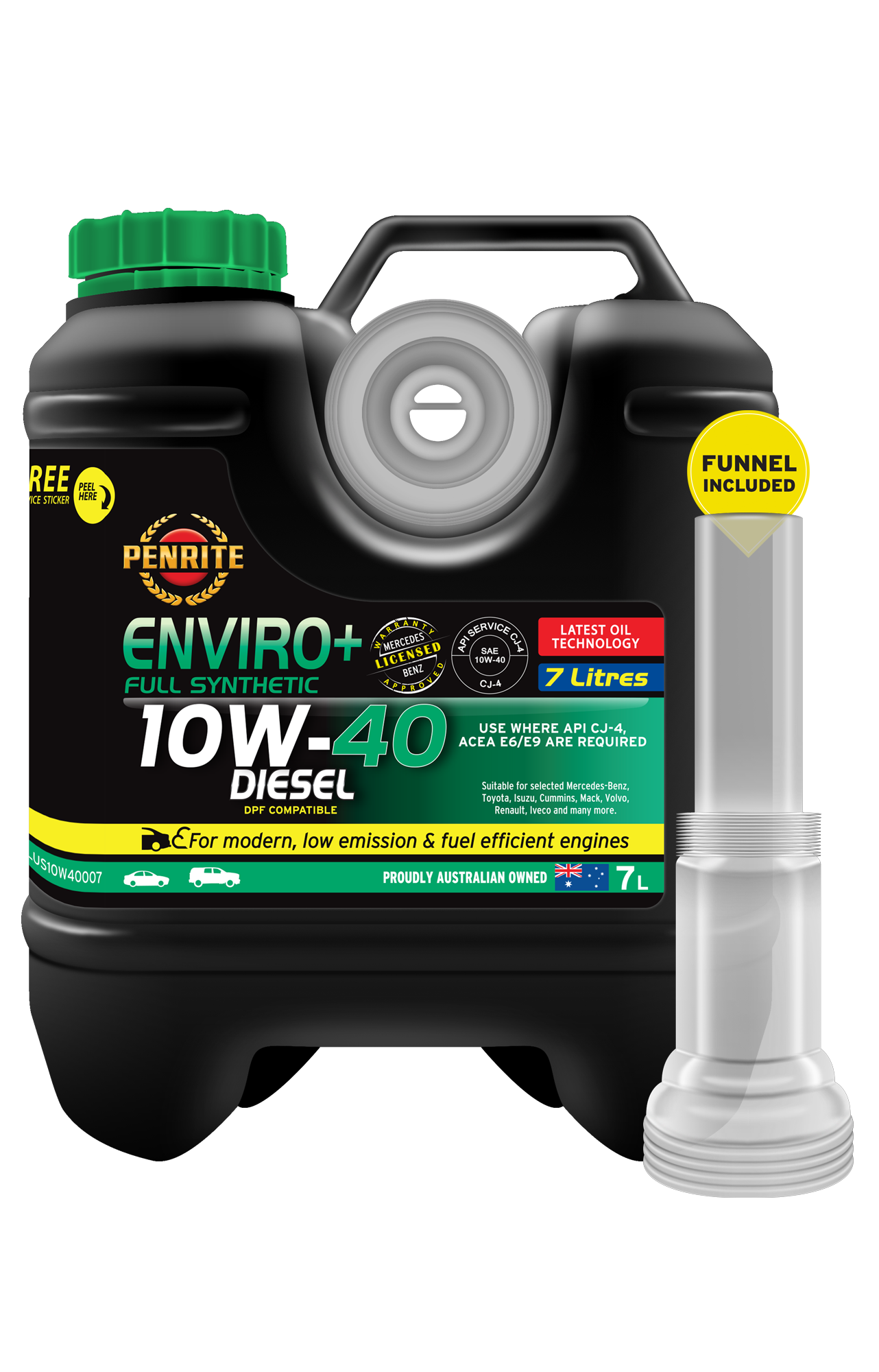Penrite Enviro+ 10W-40 Full Synthetic Diesel Engine oil 10w40 7L - EPLUS10W40007 (Pickup Only)