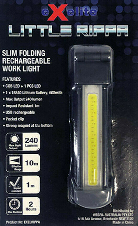 Exelite Little Rippa Slim Folding Rechargeable Worklight Torch - EXELRIPPA
