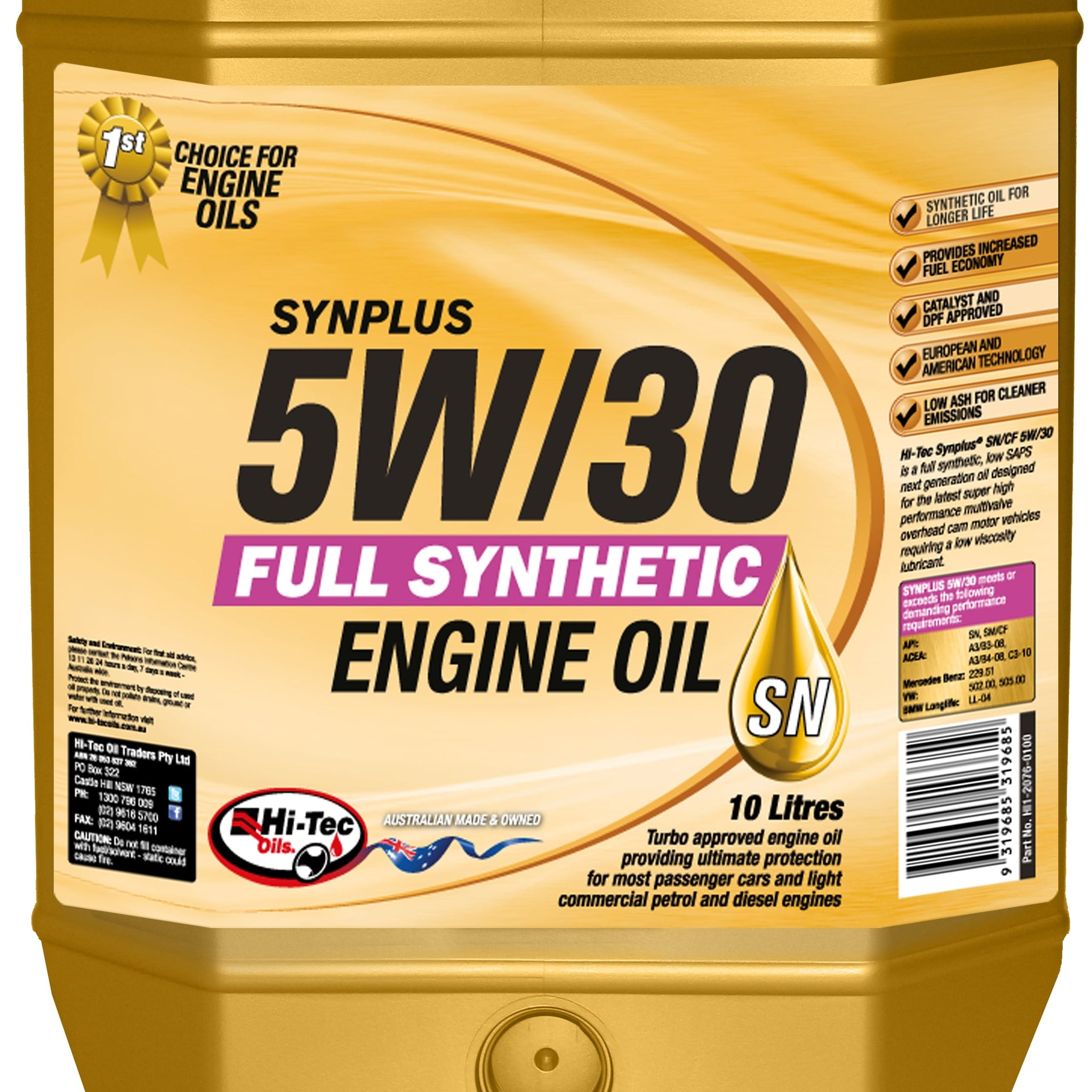 Hi-Tec Oils Synplus  5W-30 SN/CF - 10L - Hi1-2076-0010