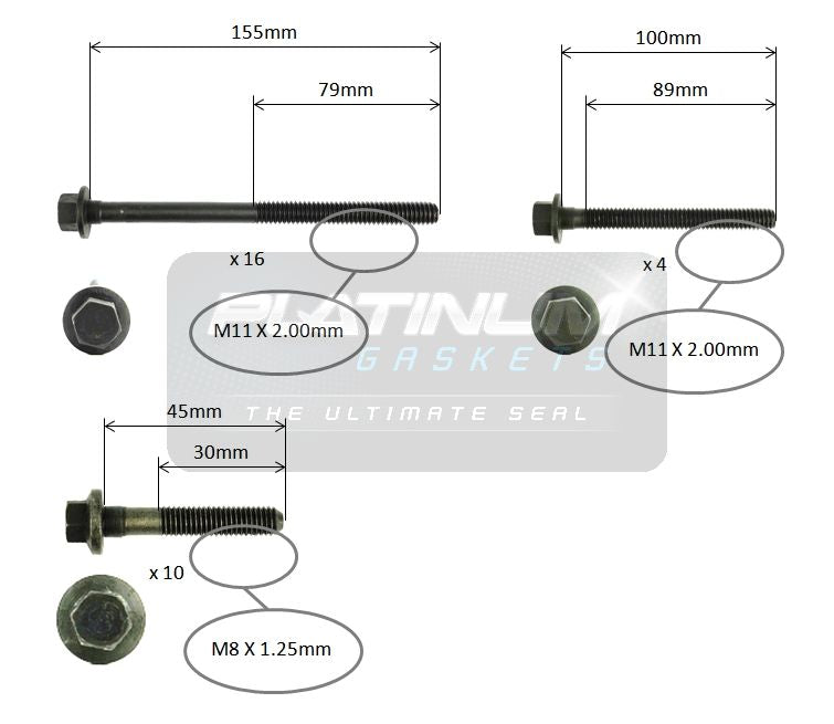 Platinum Cylinder Head Bolt Set - HBS0622