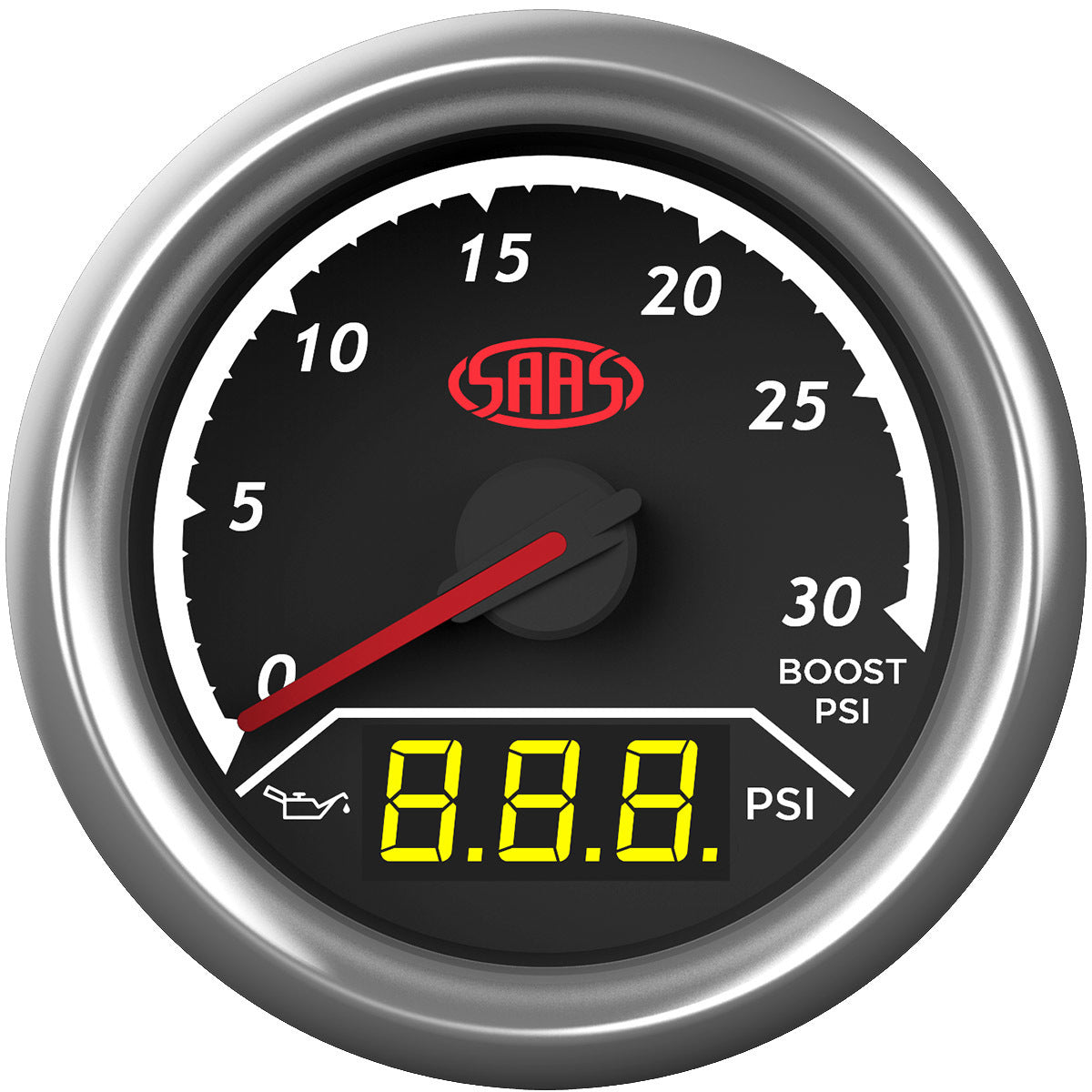 SAAS SG611230 Trax Series Dual Gauge - Boost 0-30 Psi/Oil Pressure 140 Psi Analogue/Digital