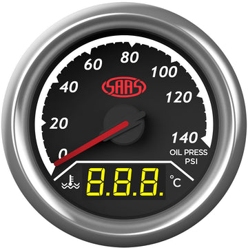 SAAS SG613020 Trax Series Dual Gauge - Oil Pressure 140 Psi/Water Temp 40°-120° Analogue/Digital