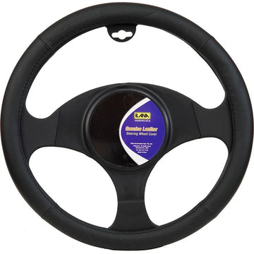 Ilana Steering Wheel Cover Genuine Leather Black - 22/GENLSWC (Pickup Only)
