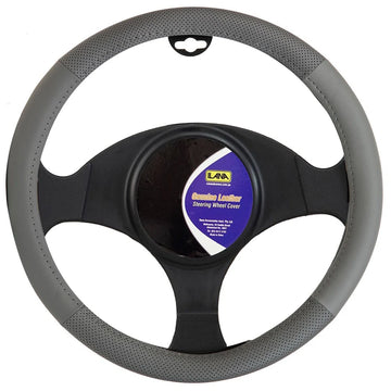 Ilana Steering Wheel Cover Genuine Leather Charcoal - 22/GENLCSWC (Pickup Only)