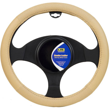 Ilana Steering Wheel Cover Genuine Leather Mocha - 22/GENLMSWC (Pickup Only)