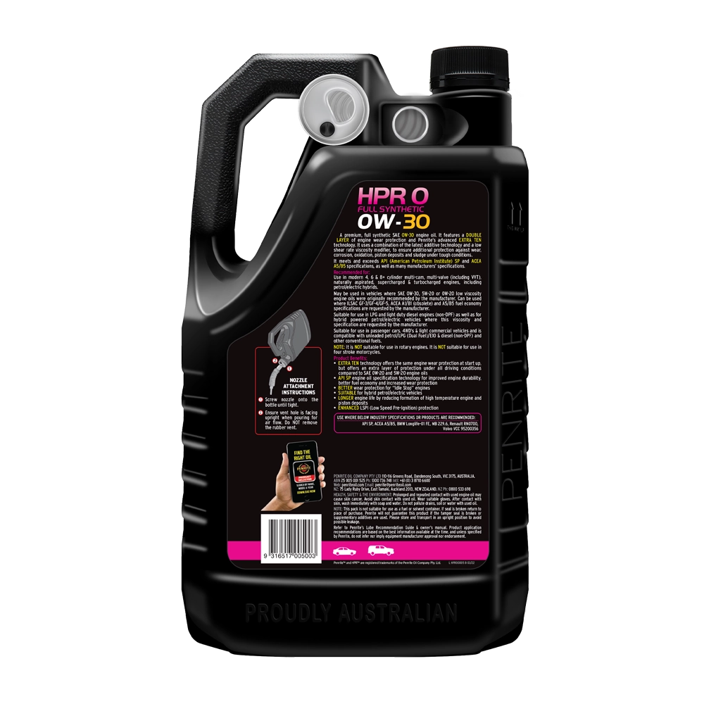 Penrite HPR 0 0W-30 Full Synthetic 20L - HPR00020 (Pickup Only)
