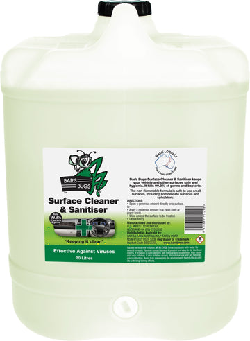 Bar's Bugs Surface Cleaner Sanitiser 20L - BBSCS20L