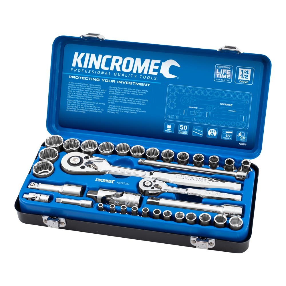 Kincrome 35 Piece 1/4" and 1/2" Drive Socket Set - Metric - K28030
