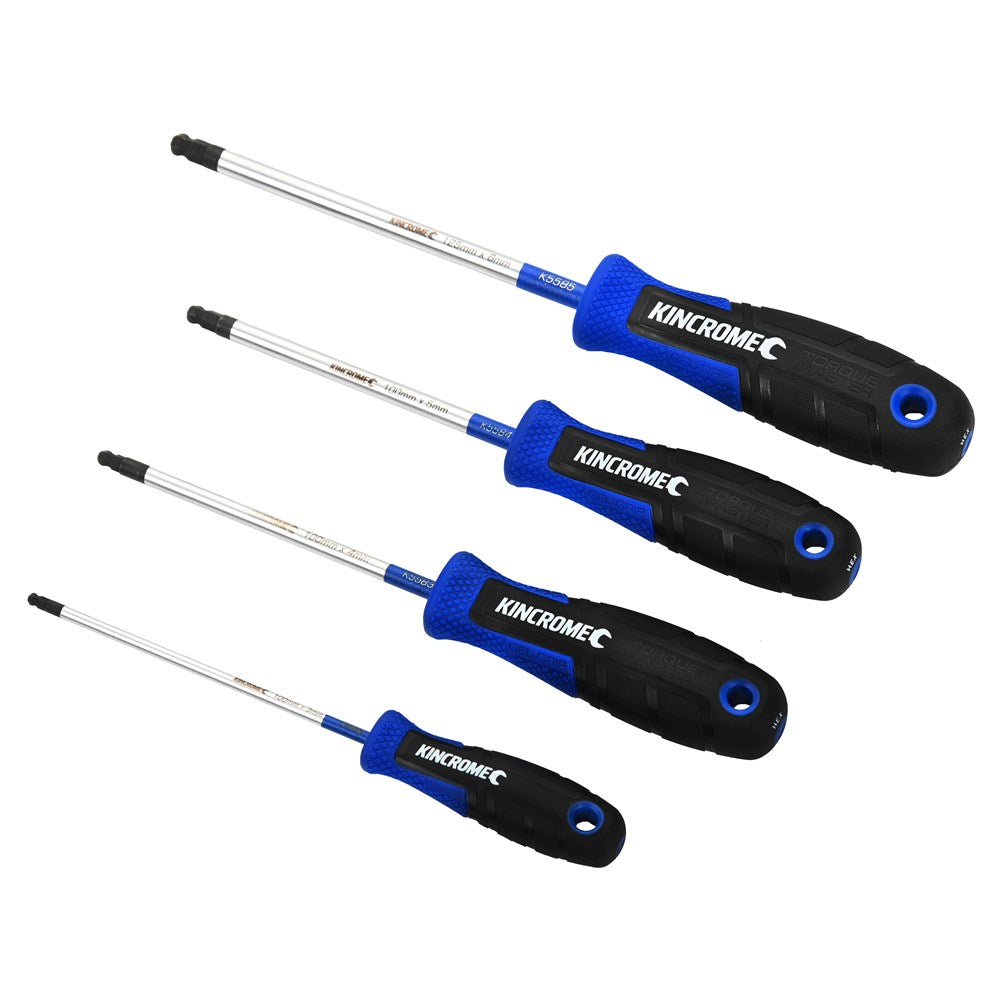 Kincrome 4 Piece TorqueMaster Ball-Hex Screwdriver Set - K5588