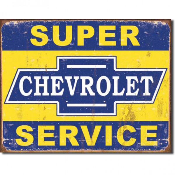 Super Chevrolet Service Weathered Metal Sign 41cm x 32cm - MSI1355