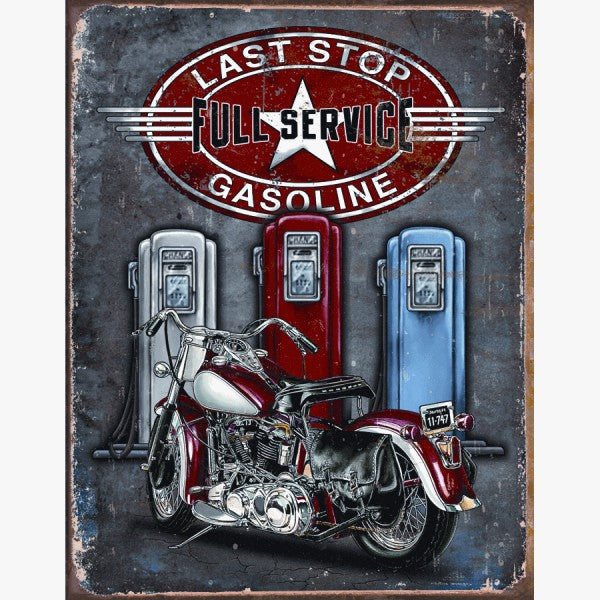 Last Stop Gasoline Full Service Metal Sign Reproduction 32cm x 41cm - MSI1566