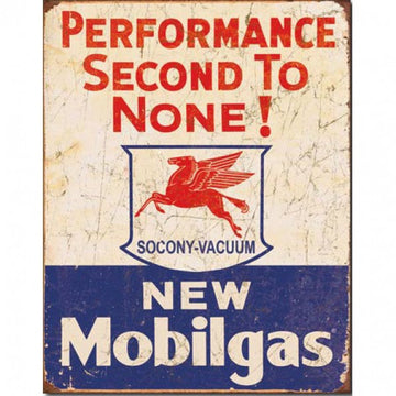New Mobilgas Performance 2nd To None Metal Sign Reproduction 32cm x 41cm - MSI1725