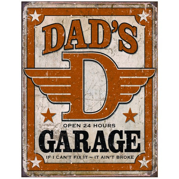 Dads Garage Open 24 Hours If I Can't Fix It Metal Sign Reproduction 32cm x 41cm - MSI1894