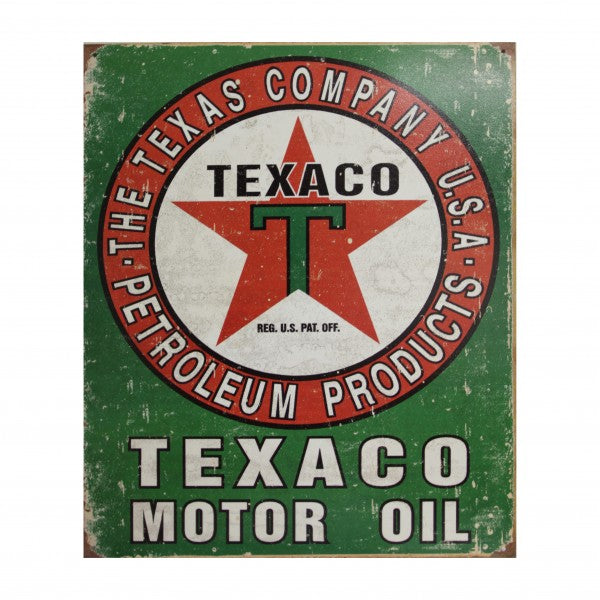 Texaco Motor Oil Green Weathered Metal Sign Reproduction 32cm x 41cm - MSI1927