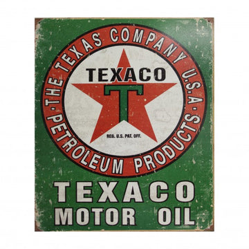 Texaco Motor Oil Green Weathered Metal Sign Reproduction 32cm x 41cm - MSI1927