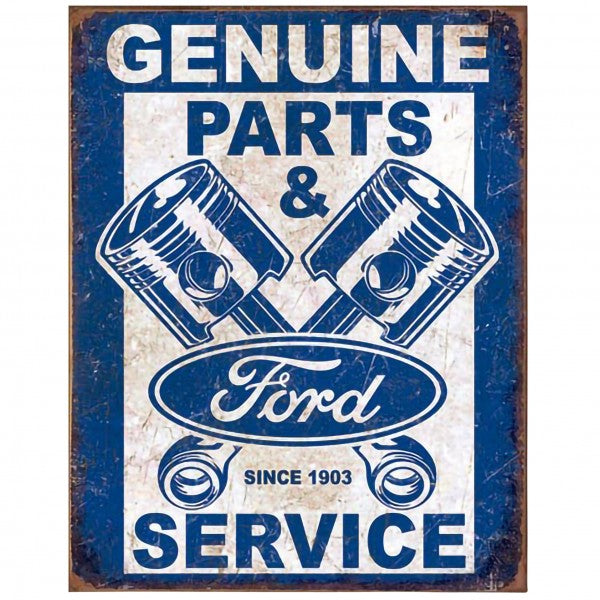 Ford Genuine Parts + Service Metal Sign Reproduction 32cm x 41cm - MSI2068