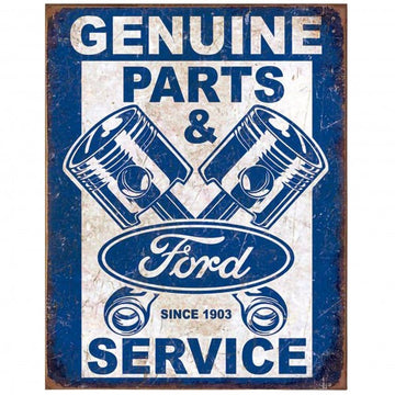 Ford Genuine Parts + Service Metal Sign Reproduction 32cm x 41cm - MSI2068
