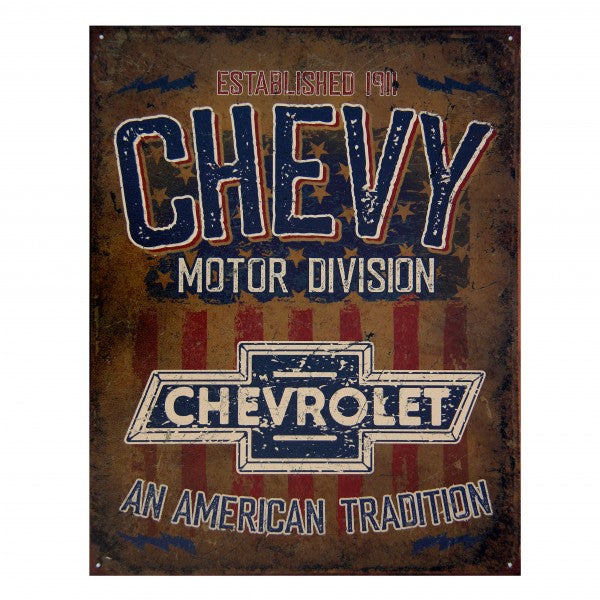 Chevy Chevrolet Motor Division Metal Sign Reproduction 32cm x 41cm - MSI2204