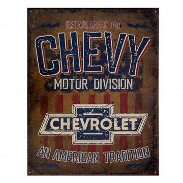 Chevy Chevrolet Motor Division Metal Sign Reproduction 32cm x 41cm - MSI2204