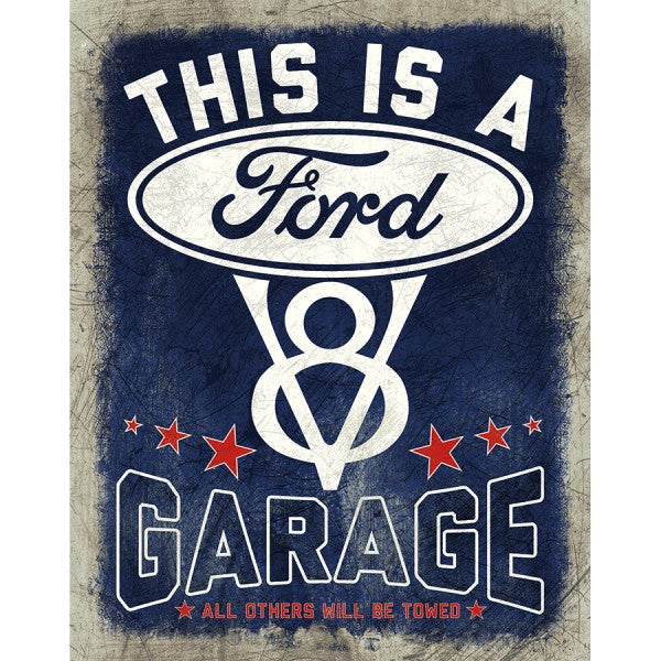 This is a Ford V8 Garage Metal Sign Reproduction 32cm x 41cm - MSI2394