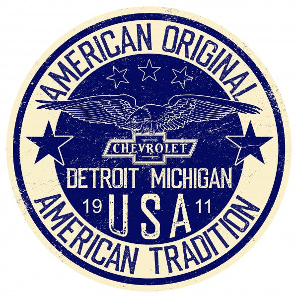 Chevy American Original American Tradition Metal Sign Reproduction 30cm Round - MSI2395