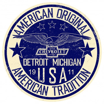Chevy American Original American Tradition Metal Sign Reproduction 30cm Round - MSI2395