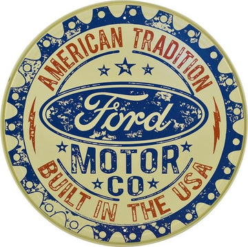 Ford Built in USA Metal Sign Reproduction 30cm Round - MSI2396