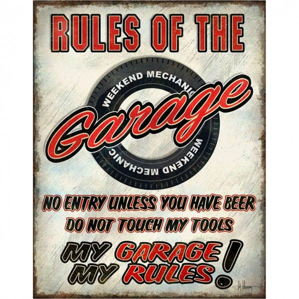 Rules of the Garage Metal Sign Reproduction 32cm x 41cm - MSI2410