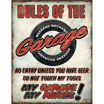 Rules of the Garage Metal Sign Reproduction 32cm x 41cm - MSI2410
