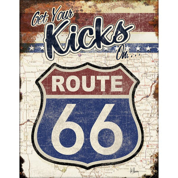Route 66 Get Your Kicks Metal Sign Reproduction 32cm x 41cm - MSI2411