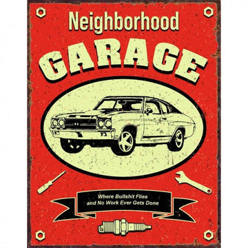 Neighbourhood Garage Metal Sign Reproduction 32cm x 41cm - MSI2440