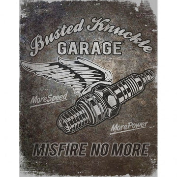 Busted Knuckle Garage Spark Plug Metal Sign Reproduction 32cm x 41cm - MSI2558