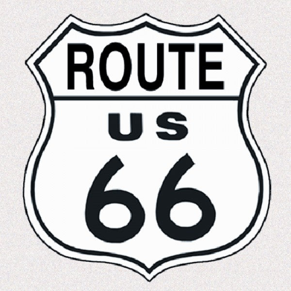 Route 66 Shield Cut to Shape Embossed Metal Sign Reproduction 28cm x 28cm - MSI679