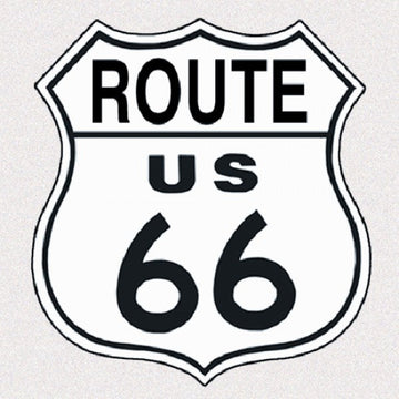 Route 66 Shield Cut to Shape Embossed Metal Sign Reproduction 28cm x 28cm - MSI679