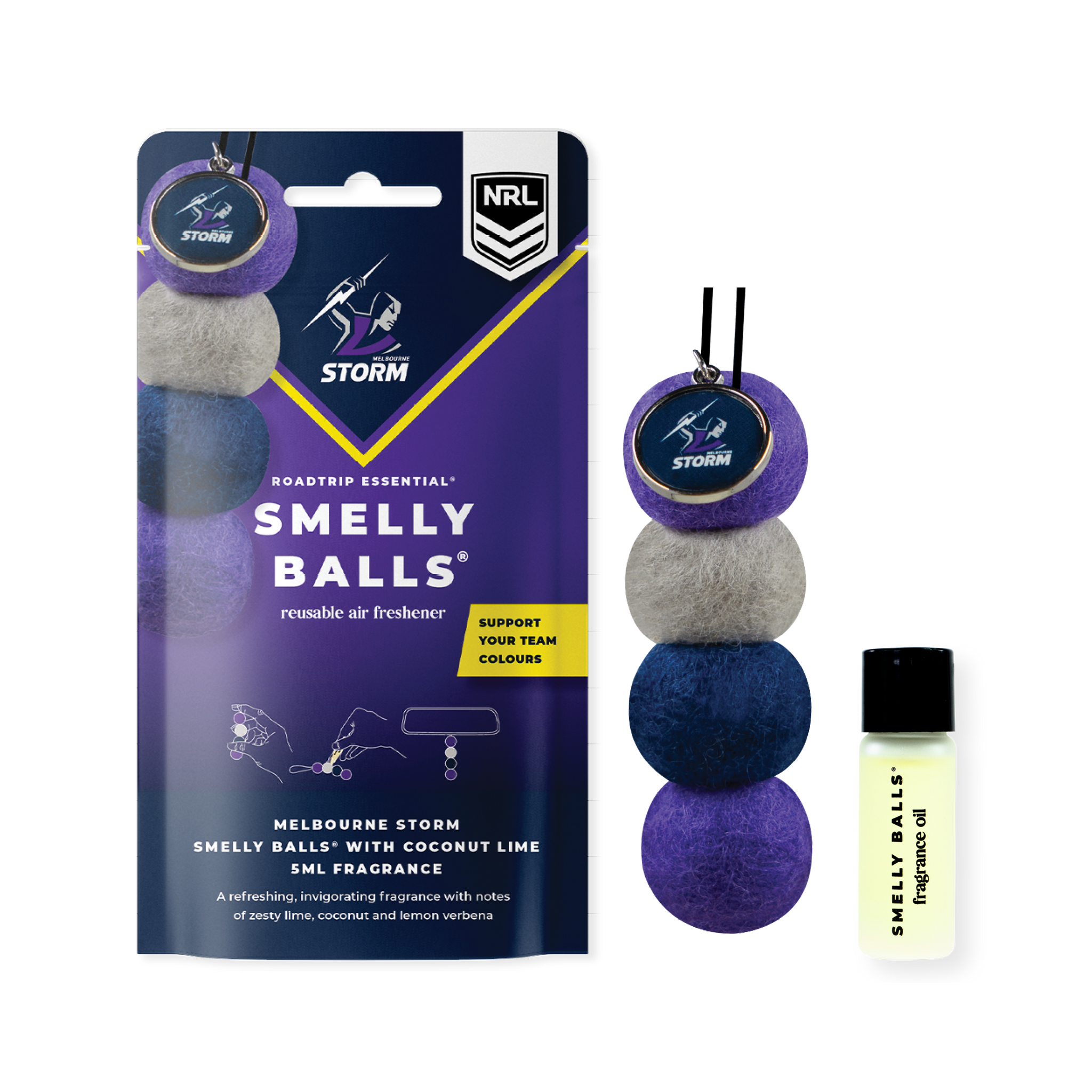 Smelly Balls Melbourne Storm Inspired Reusable Air Freshener Starter Set - NRL445AM