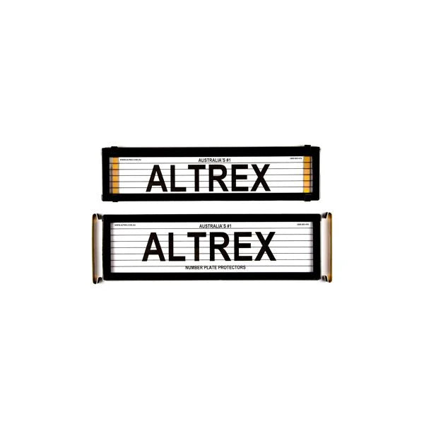 Altrex Superior Premium Black Number Plate Protectors - with Lines - NPP6P