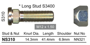Nice Wheel Stud & Nut Set - NS310