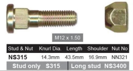 Nice Wheel Stud & Nut Set - NS315