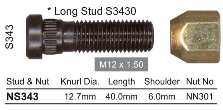 Nice Wheel Stud & Nut Set - NS343