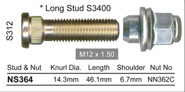 Nice Wheel Stud & Nut Set - NS364