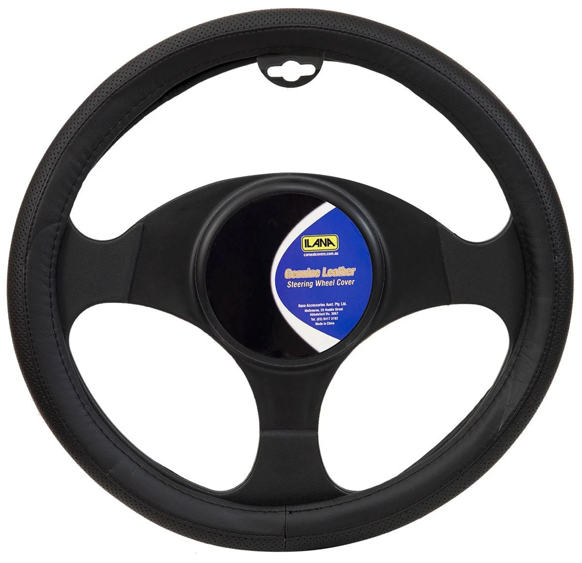 Ilana Steering Wheel Cover Oxford Leather Black - 22/OXFLSWCBLA (Pickup Only)