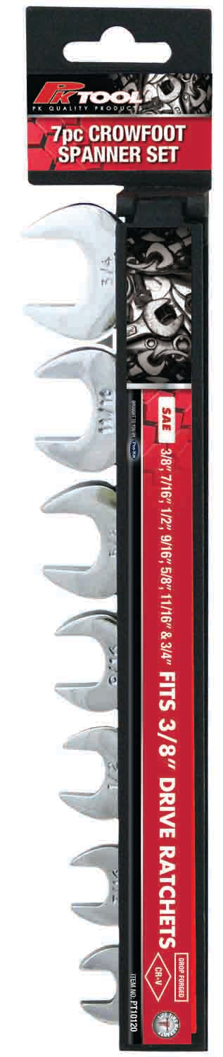 PKTool 7pc Crowfoot Open End Spanner SAE Spanner Set - PT10120 (Pickup Only)