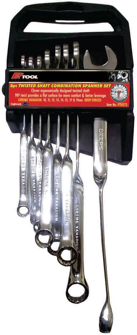 PKTool 8pc Metric Combination Twisted Shaft Spanner Set - PT10173 (Pickup Only)