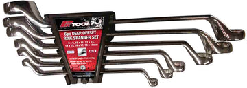 PKTool 6pc Metric Ring Spanner Deep Offset Spanner Set - PT10176 (Pickup Only)