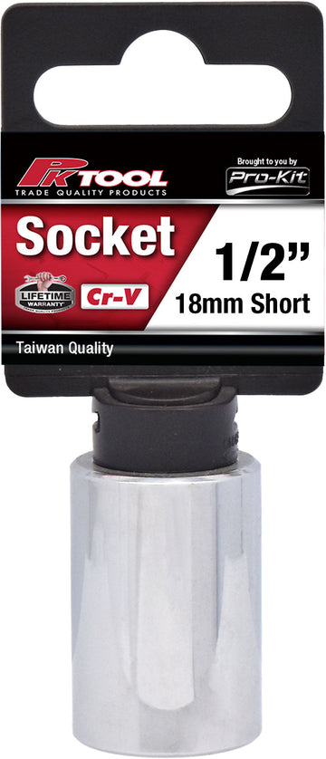 PKTool 1/2 inch Dr 18mm Short Socket - PT10618 (Pickup Only)